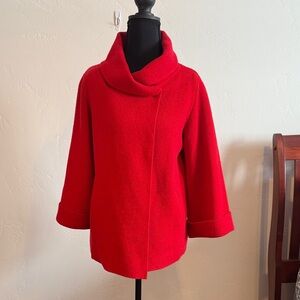 Adrienne Vittadini Red Cowl Cashmere Sweater